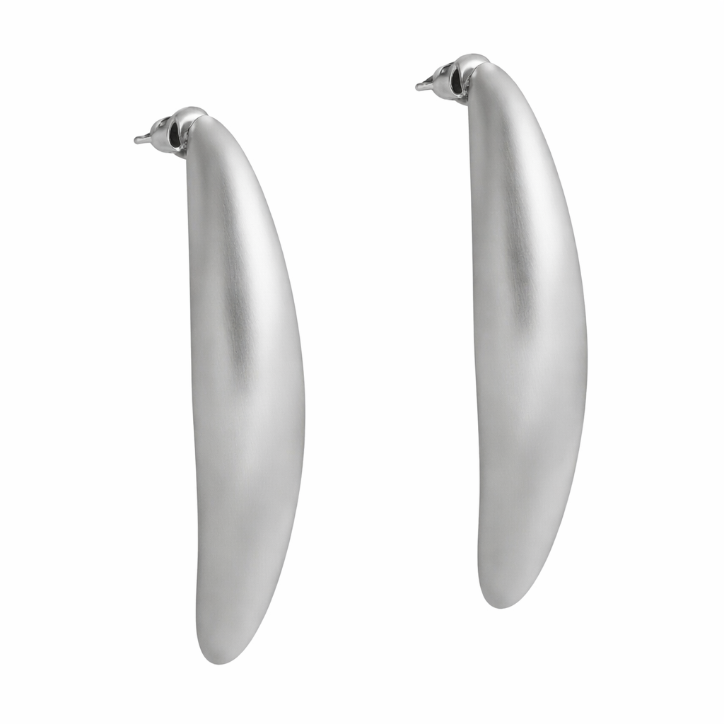 LONG MATTE SILVER EARRINGS
